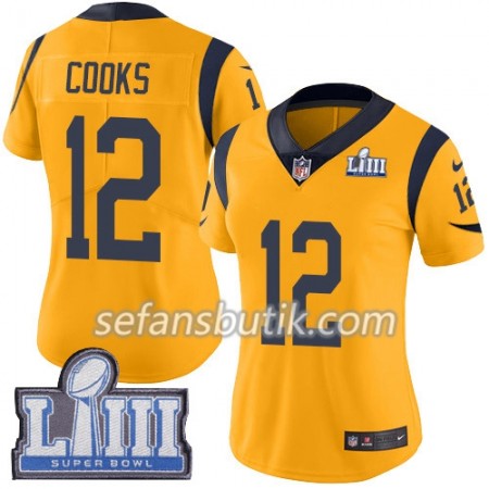 Los Angeles Rams Tröjor Brandin Cooks 12 Nike Guld 2019 Super Bowl LIII - Dame